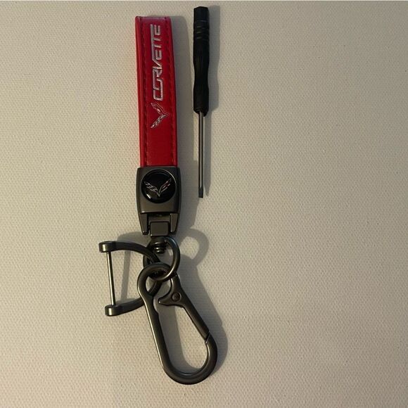 Corvette Key Fob Keychain in Red Leather NWT - Picture 1 of 4